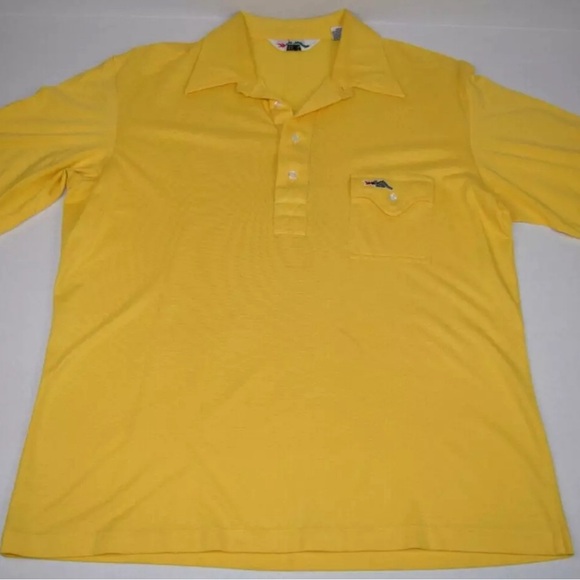 Vintage Other - Sears Dragon Logo Sport Shirt VTG 80s Yellow with Brown Dragon Shirt M/L Grunge